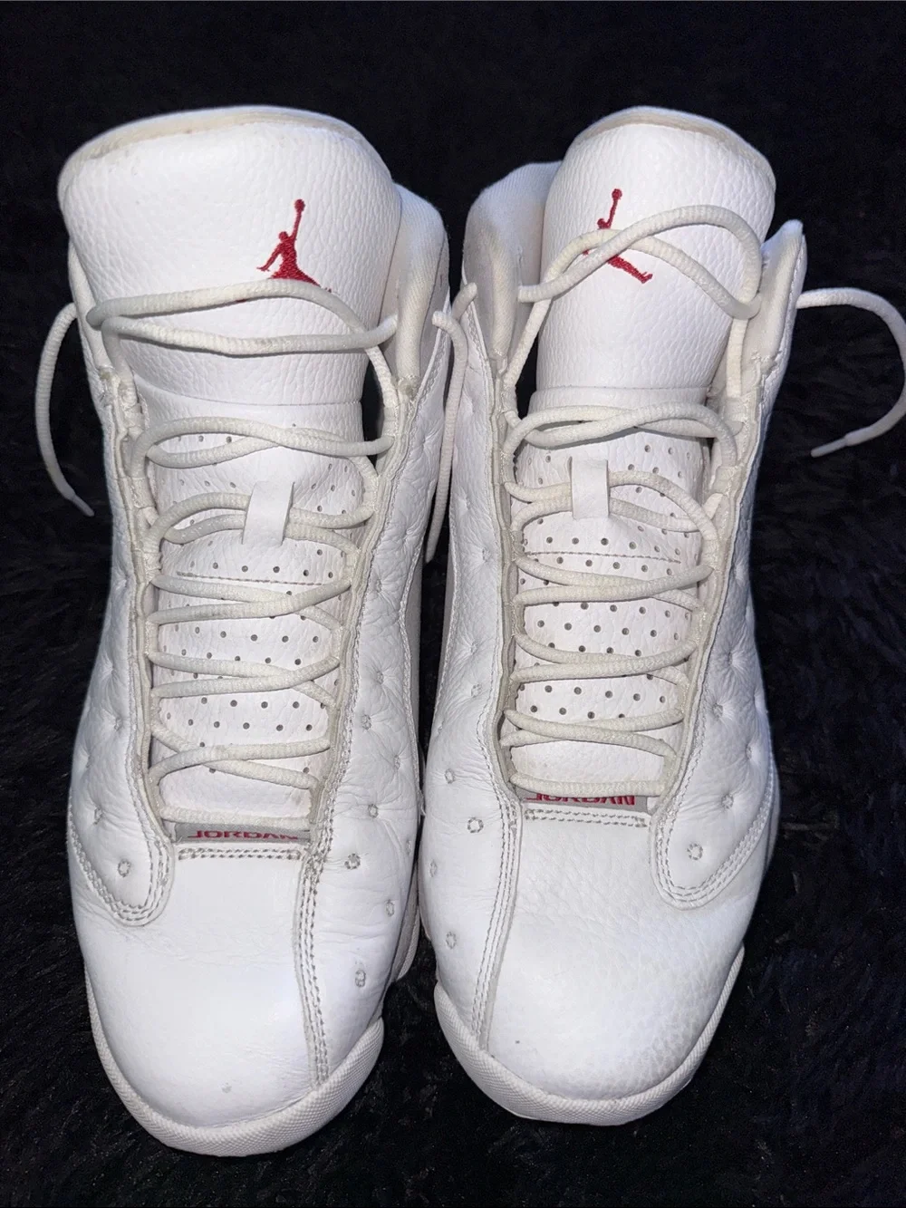 Jordan White Sneakers with Red Jumpman Accents